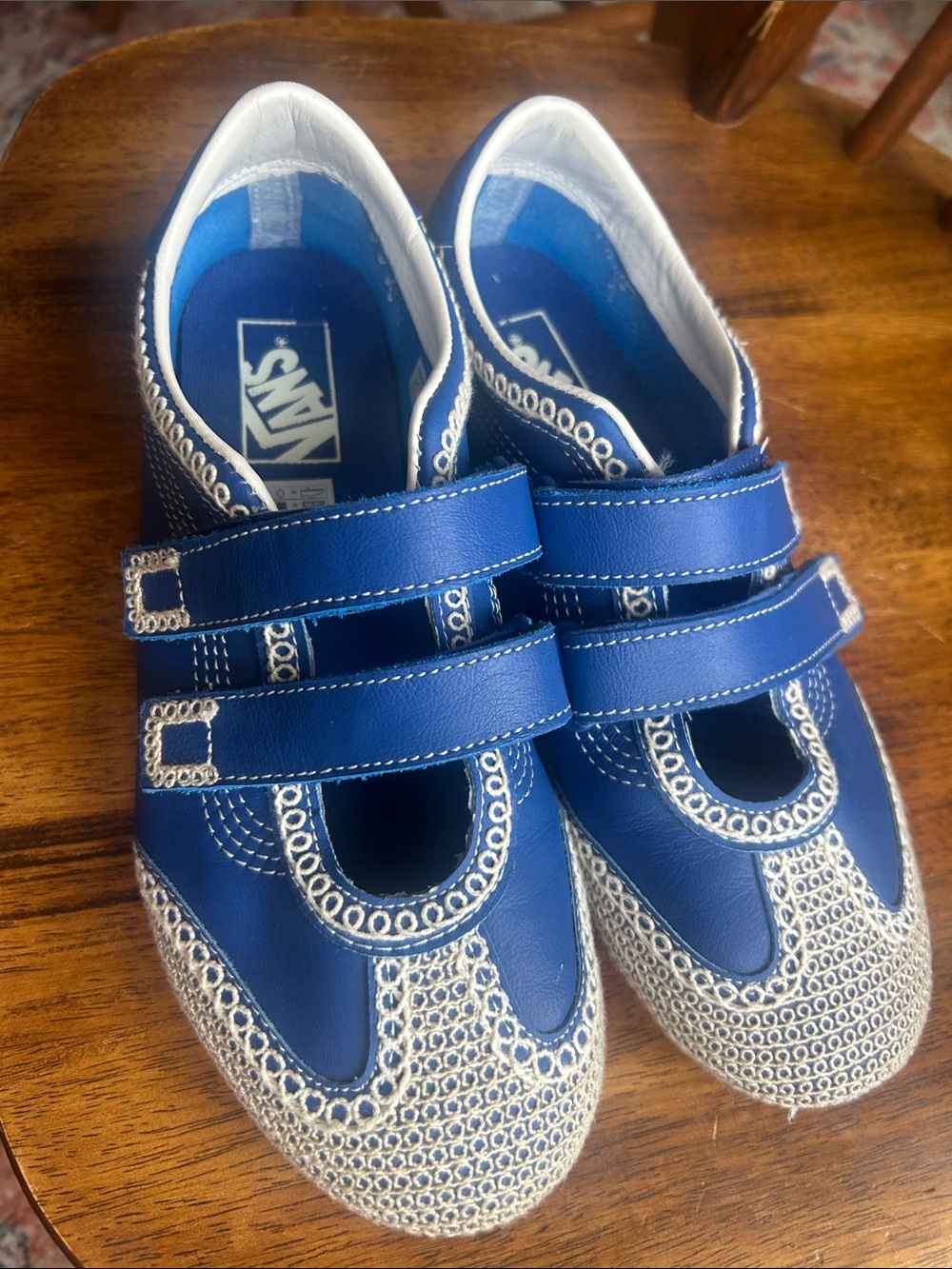 Vans Blue and White womens  Athletic Hook-and-Loop Sneakers - Picture 2 of 4